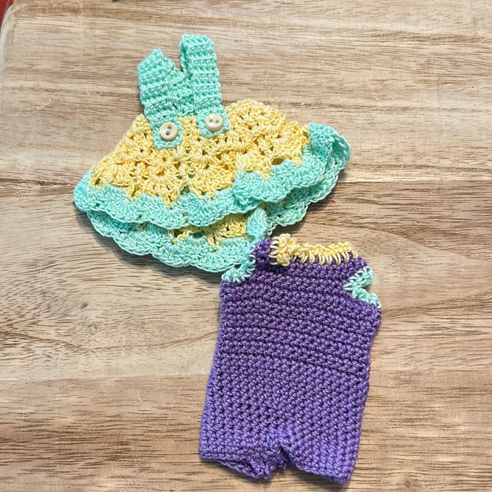 Hand Crochet Romper with Dress New Made for Madeline & Friends 8” Doll